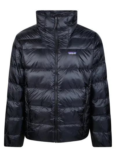 Patagonia Fitz Roy Down Quilted High Collar Down Jacket In Blue