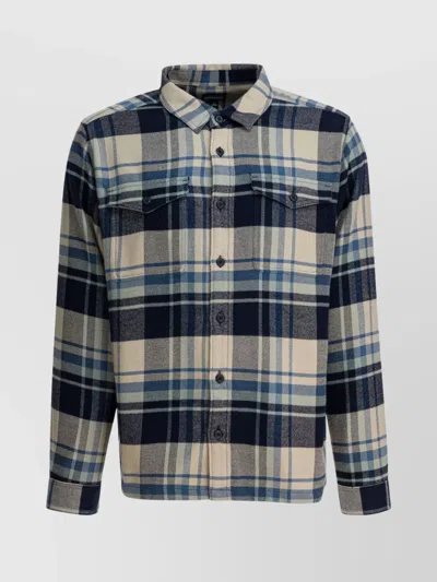 Patagonia Flannel Shirt With Button-down Collar And Pockets In Blue