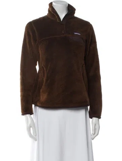 Pre-owned Patagonia Fleece Faux Fur Jacket In Brown