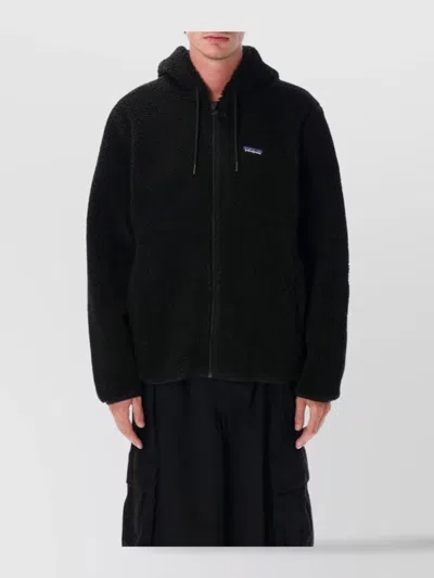 Patagonia Fleece Hoodie Jacket Featuring Side Pockets In Black