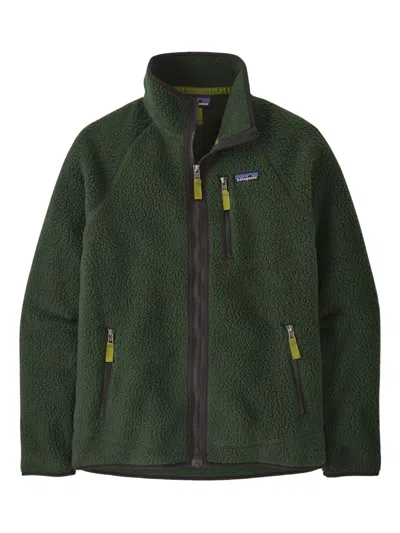 Patagonia Vintage Fleece Jacket Zipped Pockets In Green