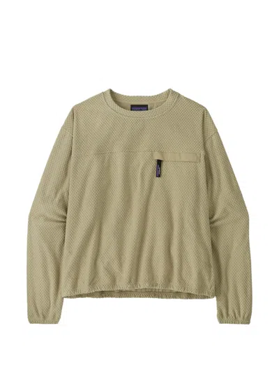 Patagonia Fleece-textured Chest-pocket Sweater In Green