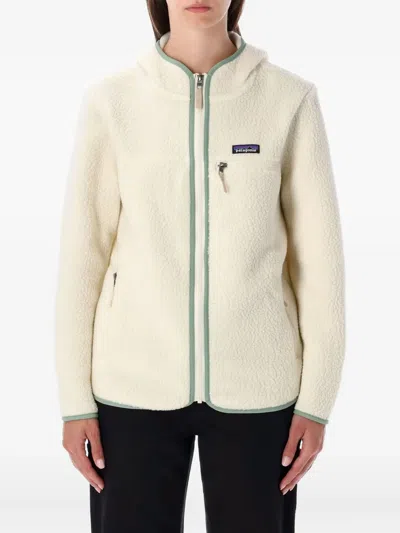 Patagonia Textured Fleece Jacket With Hood And Zip Pockets In Neutral