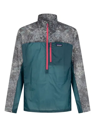 Patagonia Houidini Stash Colour-block Half-zip Jacket In Green