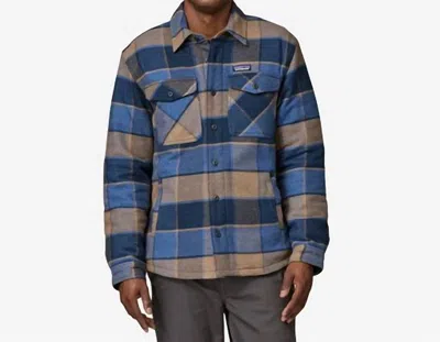 Patagonia Insulated Fjord Flannel Shirt In Smolder Blue In Multi