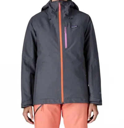 Patagonia Insulated Powder Town Jacket In Smolder Blue With Orange Peel In Multi