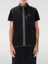 Patagonia Textured Fleece Vest With High Collar In Black