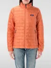 Patagonia Quilted High Collar Jacket With Side Zip Pockets In Melon