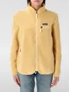 Patagonia High Collar Shearling Fleece Jacket In Gelb