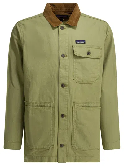 Patagonia Point Reyes Jacket Long Sleeves Pockets Collar In Green
