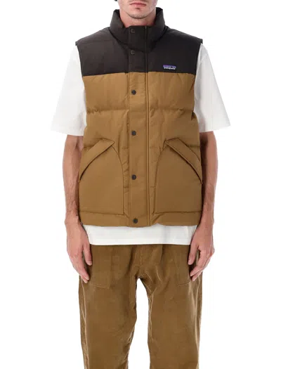 Patagonia Color Block Sleeveless High Collar Vest In Gray