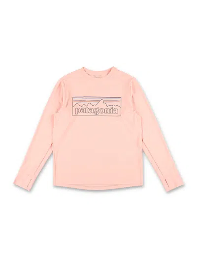 Patagonia Kids' Graphic-logo Long-sleeve T-shirt In Rose