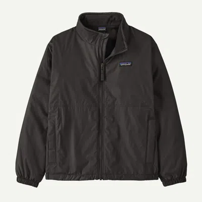 Patagonia Kids' Fleece-lined Windbreaker Jacket In Black