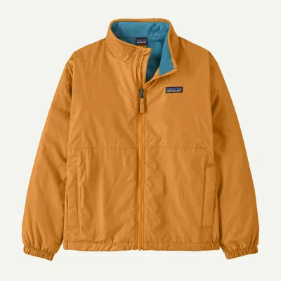 Patagonia Kids' Fleece-lined Windbreaker Jacket In Dried Mango In Orange