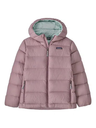 Patagonia Kids' Hi-loft Down Sweater Hooded Puffer Jacket In Purple