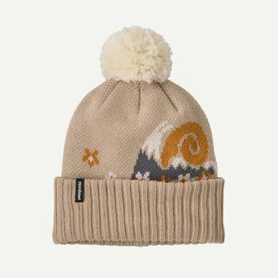 Patagonia Kids' Powder Town Ski Beanie In Dark Natural In Multi