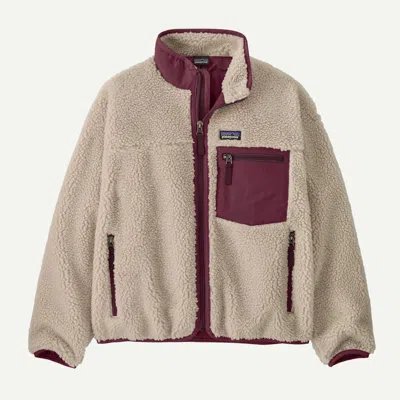 Patagonia Kids' Retro-x® Fleece Jacket In Natural W/berry Fig In Neutral