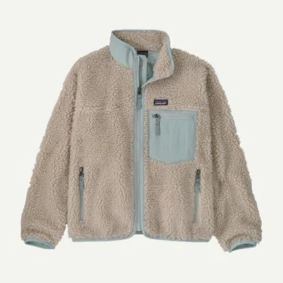 Patagonia Kids' Retro-x® Fleece Jacket In Natural W/virtually Blue In Multi