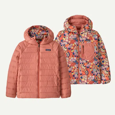 Patagonia Kids' Reversible Down Sweater™ Insulated Hoody In Potters Red In Purple