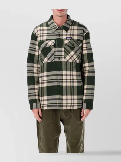 Patagonia Lightweight Insulated Flannel Mid-layer Jacket In Black