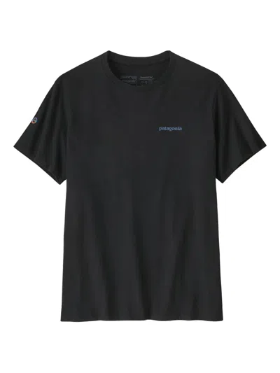 Patagonia Logo-embroidery Cotton T-shirt In Black