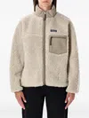 Patagonia Plush Fleece Jacket With High Collar In Neutral
