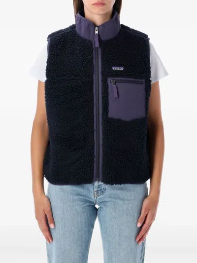 Patagonia Retro Fleece Vest High Collar In Blue