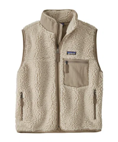 Patagonia Logo-patch Fleece Vest In Brown
