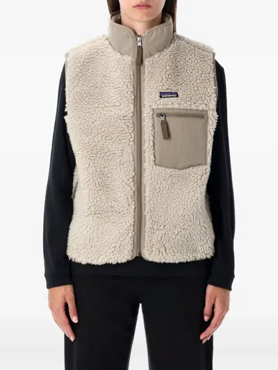 Patagonia Retro Fleece Vest High Collar In Neutral