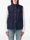 Patagonia Luxe Padded Sleeveless High Neck Vest In Blue