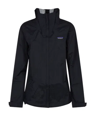 Patagonia Logo-patch Hooded Bomber Jacket In Black
