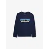Patagonia New Navy Logo-print Long-sleeve Cotton-jersey T-shirt Xs-xxl Xxl In Blue