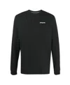 Patagonia Long-sleeved T-shirt In Recycled Cotton Blend With Graphic Print In Black