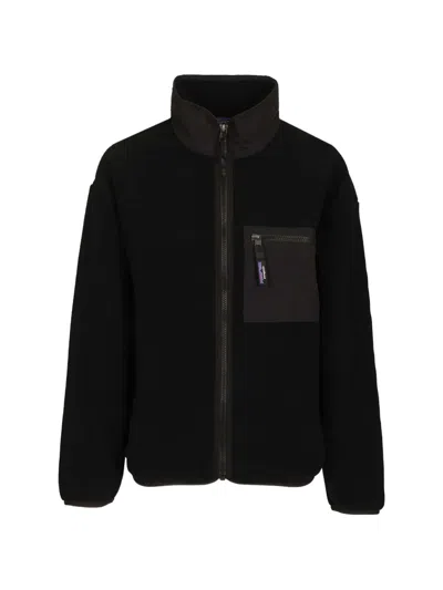 Patagonia Logo-patch Fleece Jacket In Black
