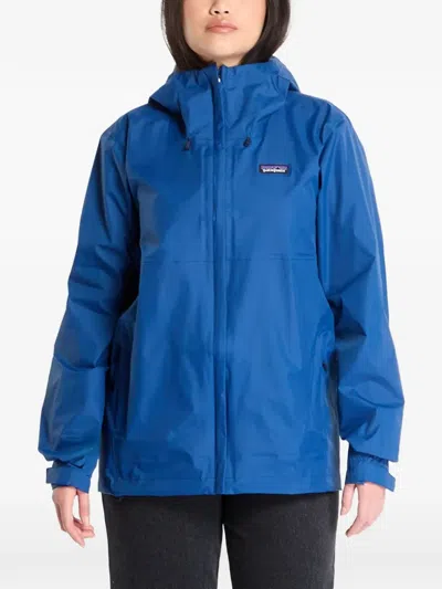 Patagonia Logo-patch Hooded Jacket In Blue