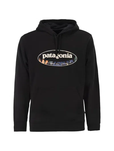 Patagonia Oval Logo Uprisal Hoody In Black