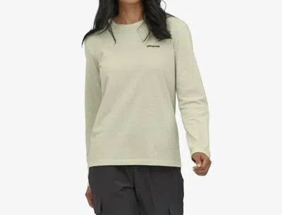 Patagonia Long Sleeve P-6 Logo Responsibili-tee In Birch White In Green