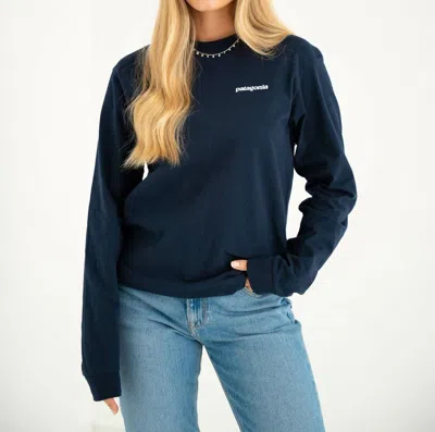 Patagonia Long Sleeve P-6 Logo Responsibili-tee In Sound Blue
