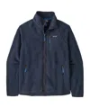 Patagonia Textured Fleece Casual Jacket With Stand Collar In Blue