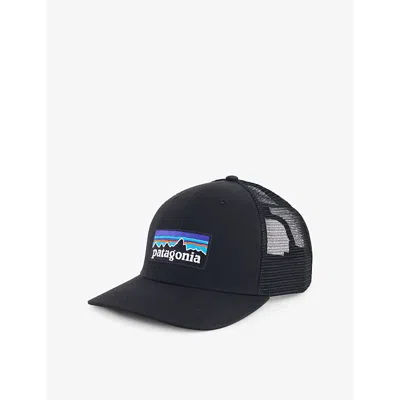 Patagonia Mens Black P-6 Logo Trucker Brand-patch Organic-cotton Baseball Cap