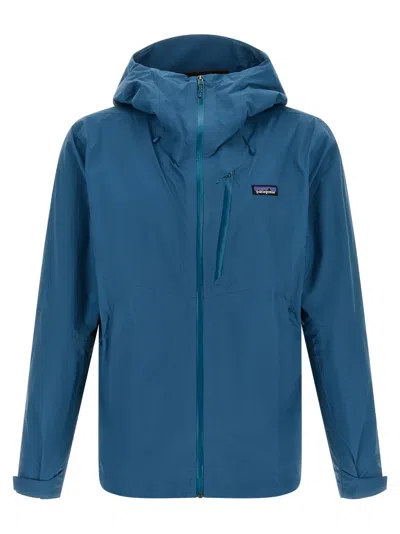 Patagonia Men Blue Solid Hooded Jacket In Red