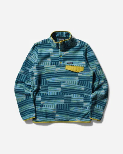 Patagonia Men S Lightweight Synchilla Snap-t Fleece Pullover Quilty Fitz / Wetland In Blue