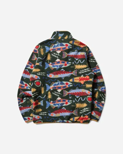 Patagonia Men S Lightweight Synchilla Snap-t Fleece Pullover Salmon Energy / Old Growth In Animal Print