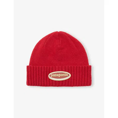 Patagonia Mens Amanita Red Brodeo Wool-blend Beanie Hat