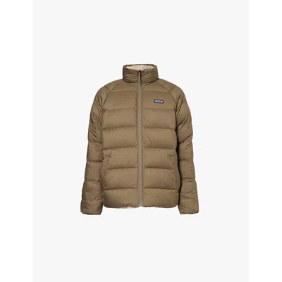 Patagonia Mens  Silent Down Reversible Water-repellent Padded Jacket In Basin Green