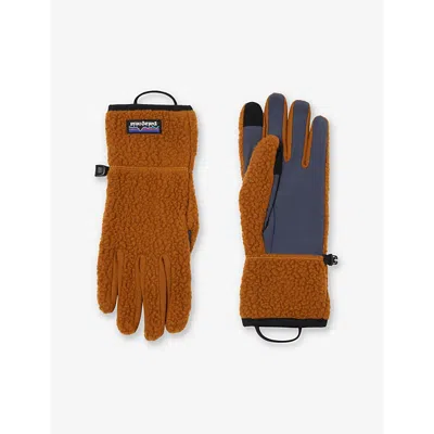 Patagonia Mens Brown Retro Pile Brand-patch Recycled-polyester Gloves