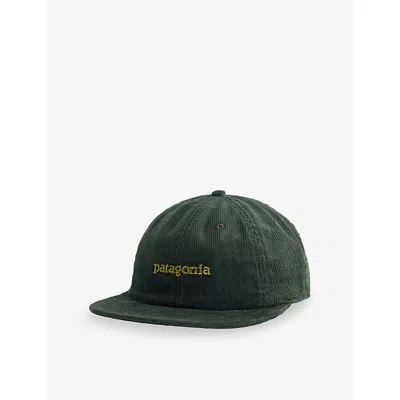 Patagonia Mens Old Growth Green Embroidered-logo Flat-peak Cotton-corduroy Baseball Cap