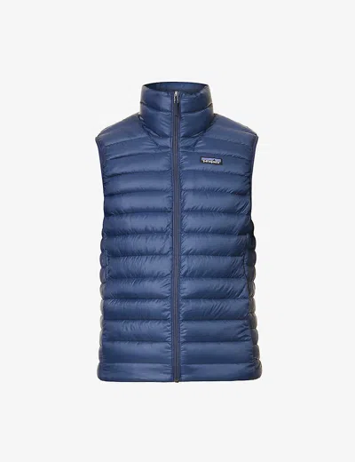 Patagonia Mens Padded Brand-patch Recycled-nylon Down Gilet New Navy In Blue
