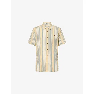 Patagonia Mens Stripe-print Short-sleeve Cotton Shirt Sunkissed Yellow