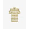 Patagonia Mens  Back Step Cheque Short-sleeve Cotton-blend Shirt In Sunlight Green